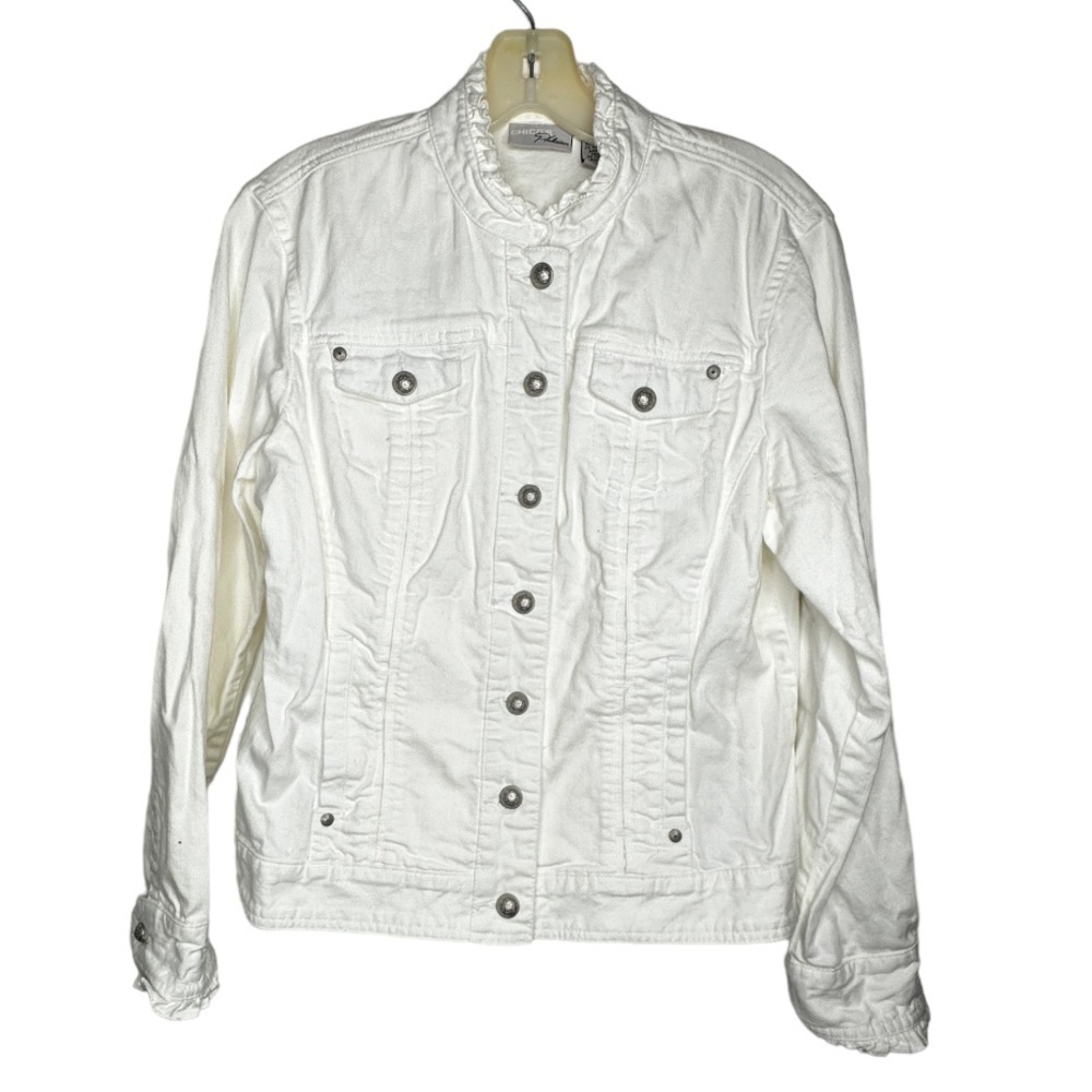 Chico's Platinum White Denim Jacket